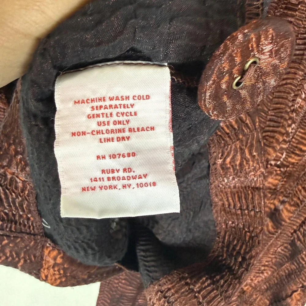 Ruby Rd Jacket Womens 12 Brown‎ Textured Button Front 3/4 Sleeve Lined Career